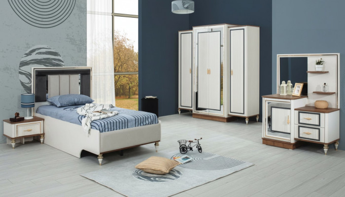 Bedroom sets youth bed children's bed white wood set 5-piece bed modern