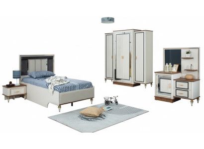 Bedroom sets youth bed children's bed white wood set 5-piece bed modern