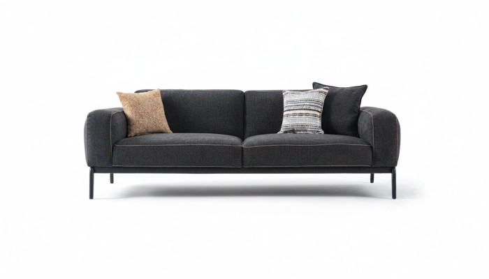 Elegant upholstered sofa, 3-seater couch, three-seater gray fabric modern upholstered sofa