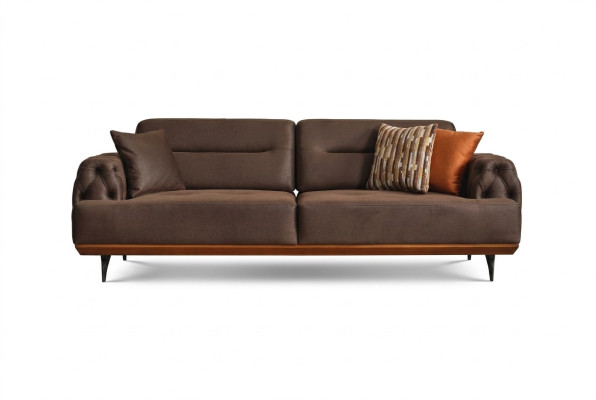 Upholstered Sofa Three-Seater Sofa 3 Seat Couch Brown Fabric Sofa Fabric Modern