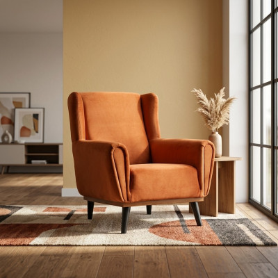 Single armchair 1-seater fabric armchair orange design club chair modern
