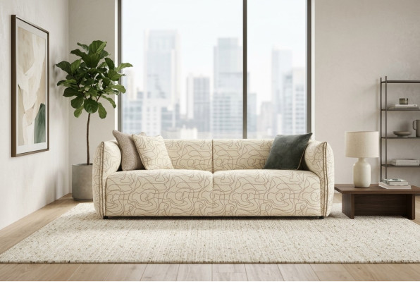 Three-seater sofa 3-seater beige fabric sofa fabric modern upholstered sofa new