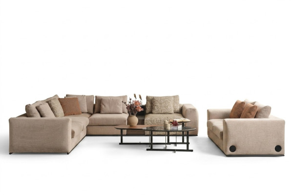 Corner sofa L-shape large living landscape sofa beige modern upholstered sofa