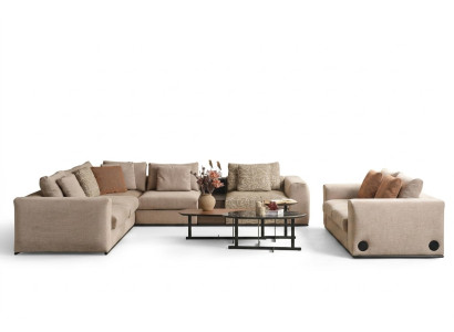 Corner sofa L-shape large living landscape sofa beige modern upholstered sofa