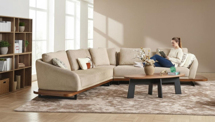 Upholstered sofa corner sofa L-shaped sofa living room landscape sofas beige modern