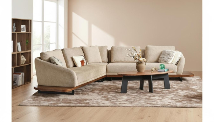 Upholstered sofa corner sofa L-shaped sofa living room landscape sofas beige modern