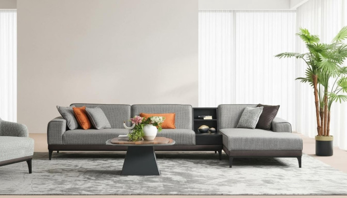 Corner sofa landscape couch L shape large sofa gray modern upholstered sofa