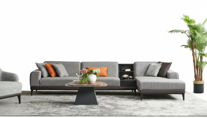 Corner sofa landscape couch L shape large sofa gray modern upholstered sofa