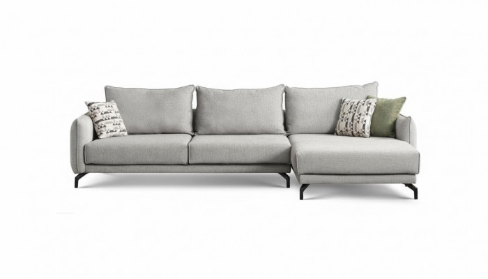 Corner-shaped sectional couch, large sofa, gray modern upholstered sofa