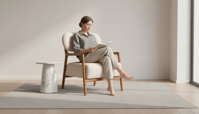 Modern armchair single-seater 1-seater fabric chair beige design club chair