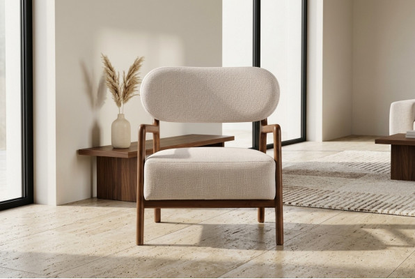 Modern armchair single-seater 1-seater fabric chair beige design club chair
