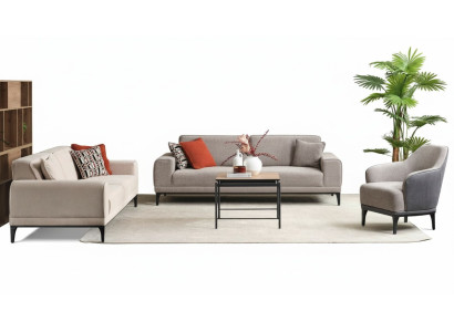 Sofa set three-seater, single-seater armchair, sofa fabric gray fabric sofa set 3+3+1
