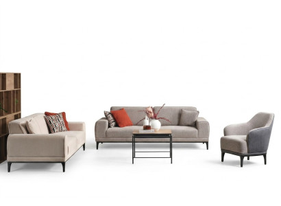 Three-seater suite, two-seater armchair sofa, gray fabric sofa set 3+2+1