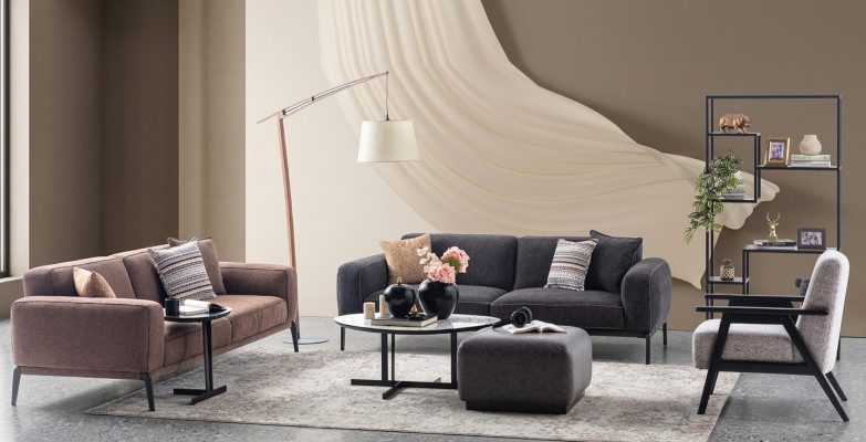 Couch set three-seater armchair sofa fabric multicolored fabric sofa set 3+3+1