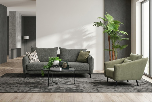 Living room suite sofa set three-seater armchair gray fabric sofa set 3+1 seater