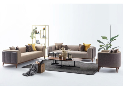 Three-seater four-seater armchair sofa fabric beige fabric sofa set 4+3+1