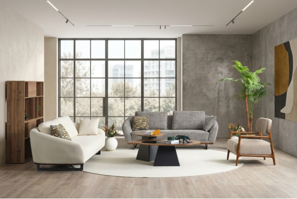 Couch set three-seater armchair sofa fabric beige fabric sofa set gray 3+3+1