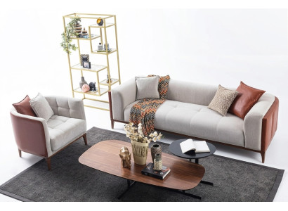 Modern three-seater armchair sofa fabric gray upholstered sofa set 3+1 seater