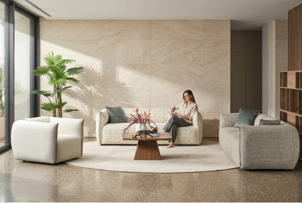Three-seater sofa set armchair sofa fabric beige fabric sofa four-seater 4+3+1