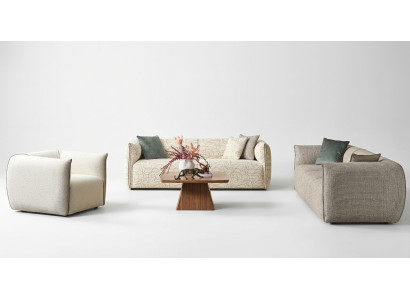 Three-seater sofa set armchair sofa fabric beige fabric sofa four-seater 4+3+1