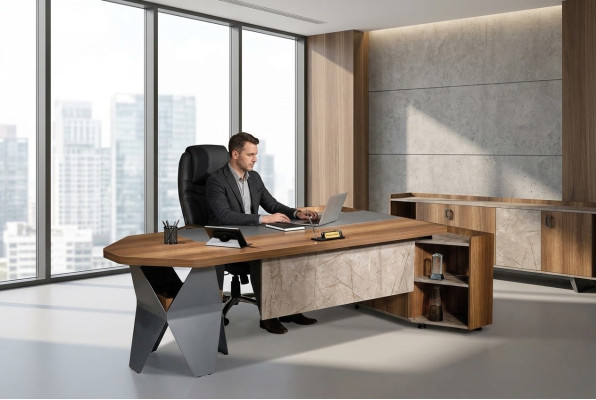 Office desk writing desk corner desk work desk office wood brown
