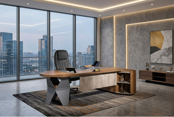 Office desk writing desk corner desk work desk office wood brown