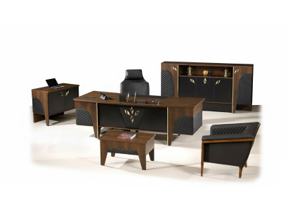 Office furniture complete office desk office office table set 4-piece wood brown