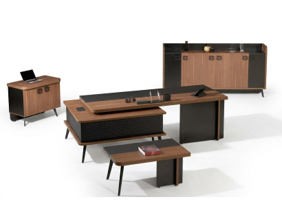Complete office office furniture desk office office table set 4-piece wood brown