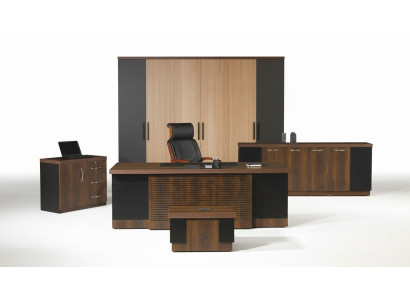 Office desk office furniture complete office desk set 4-piece wood brown office