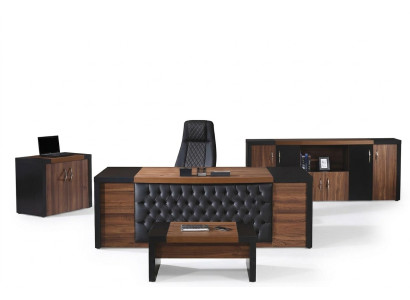 Office furniture study desk office table set 4-piece wood brown