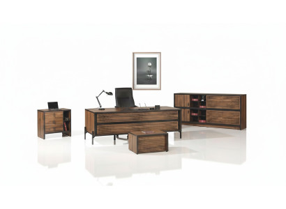 Office furniture complete office desk office desk set 4-piece wood brown
