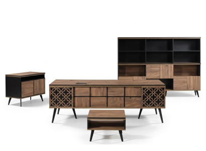 Office desk study room furniture complete office desk 4-piece wood brown