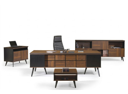 Complete office furniture set desk office table 4-piece wood brown