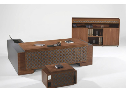 Corner office desk complete office desk set 3-piece wood brown office furniture