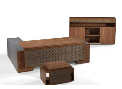 Complete office furniture corner office desk office desk set 3-piece wood brown