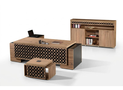 Luxury corner office desk complete office desk set 3-piece wood brown office furniture
