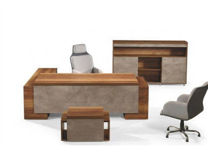 Complete office furniture office corner desk office desk set 3-piece wood brown