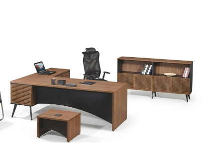Office furniture corner office desk complete 3-piece wood brown office furniture