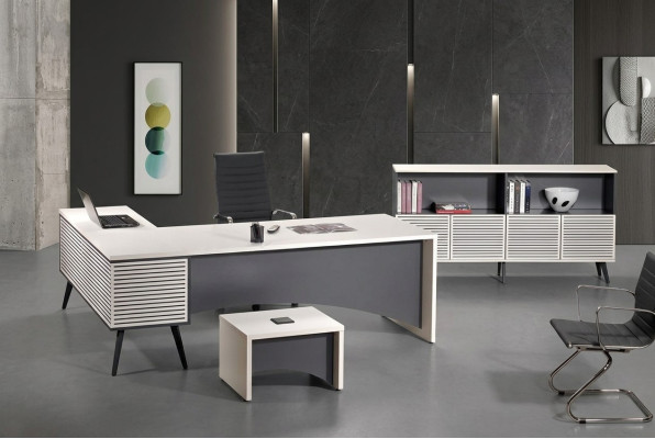 Corner office desk complete office desk set 3-piece wood office furniture white new