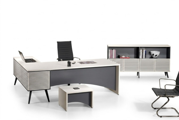 Corner office desk complete office desk set 3-piece wood office furniture white new
