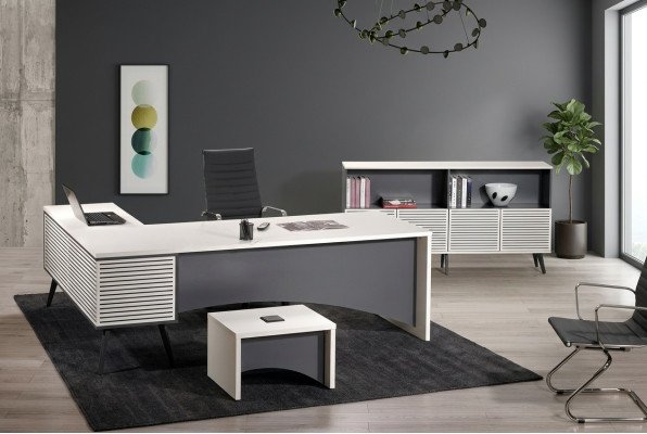 Work desk corner office desk complete office set 3-piece wood office furniture white