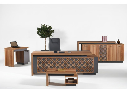 Office desk office furniture complete office desk set 4-piece wood brown office