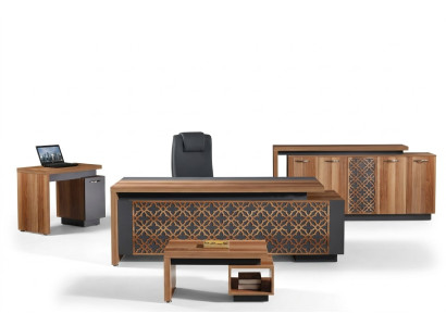 Complete office desk office furniture desk set 4-piece wood brown office
