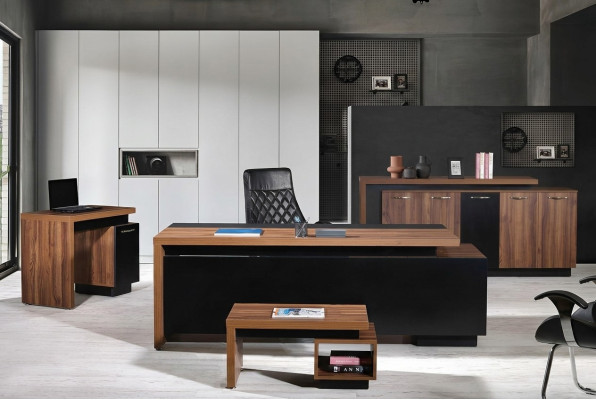 Office desk office furniture complete office desk set 4-piece wood black