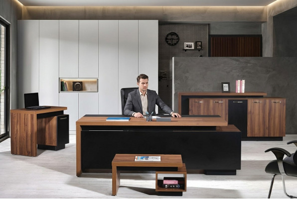 Office furniture complete office desk office office table 4-piece wood black