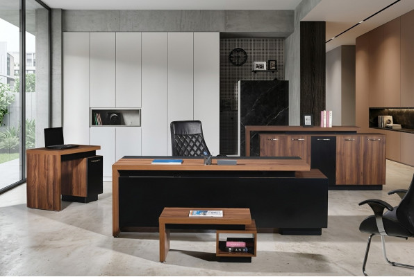 Office furniture complete office desk office office table 4-piece wood black