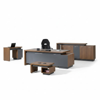 Complete office office furniture desk office desk set 4-piece wood brown