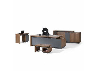 Complete office office furniture desk office desk set 4-piece wood brown