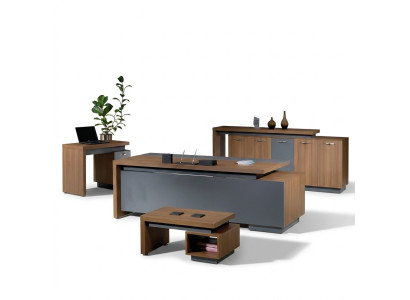 Office desk office furniture complete office desk set 4-piece wood brown