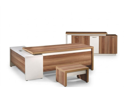 Complete office furniture corner desk 3-piece wood brown office furniture